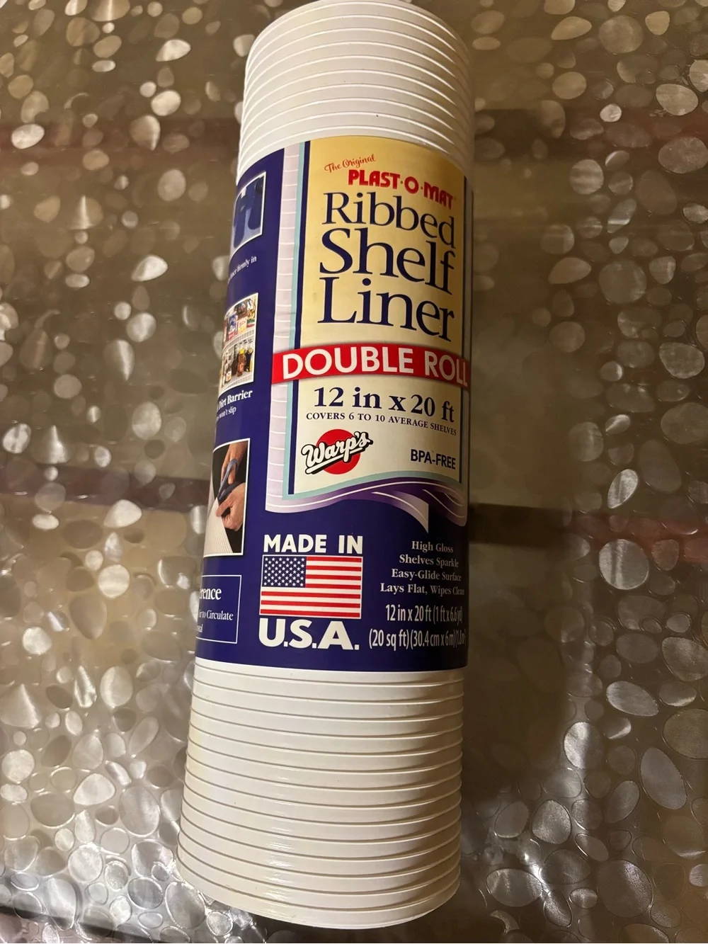 PLast O Mat Ribbed Shelf Liner Double Roll - White 12”x20 ft